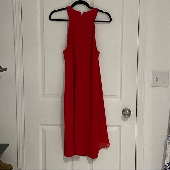 Laura Petites Red Drape Midi Summer Dress Womens Size 12 - Picture 2 of 7